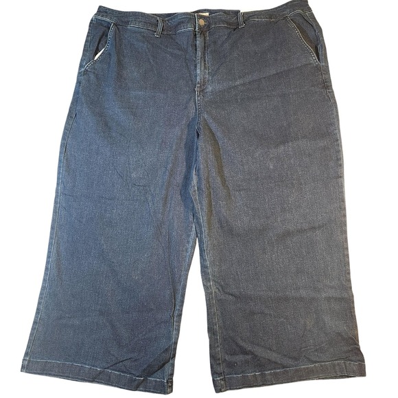 a.n.a. Jeans Womens 26W Blue Wide-Leg Crop Stretch Denim Plus Size Zip Fly - Picture 1 of 7